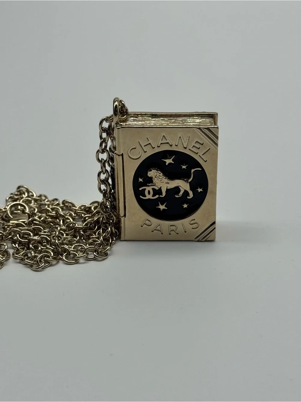CHANEL Gold-Tone Book Locket Necklace